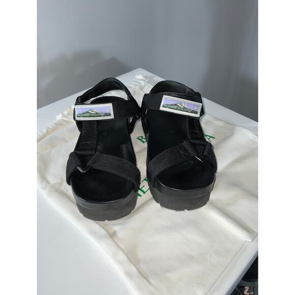 Bottega Veneta Trip 50mm Nylon Black Open Toe Platform Sandals Size 7 - Picture 4 of 6